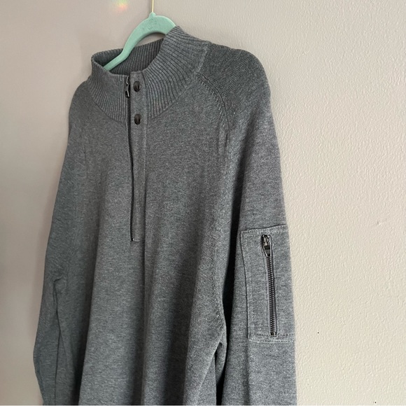 DKNY Men’s Quarter Zip Grey Sweater Size L - Picture 8 of 9